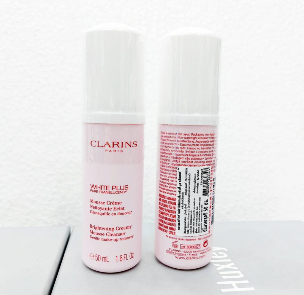 วิปโฟมทำความสะอาดผิวหน้า Clarins White Plus Brightening Creamy Mousse Cleanser 50ml. จุดด่างดำต่าง ๆ แลดูจางลง