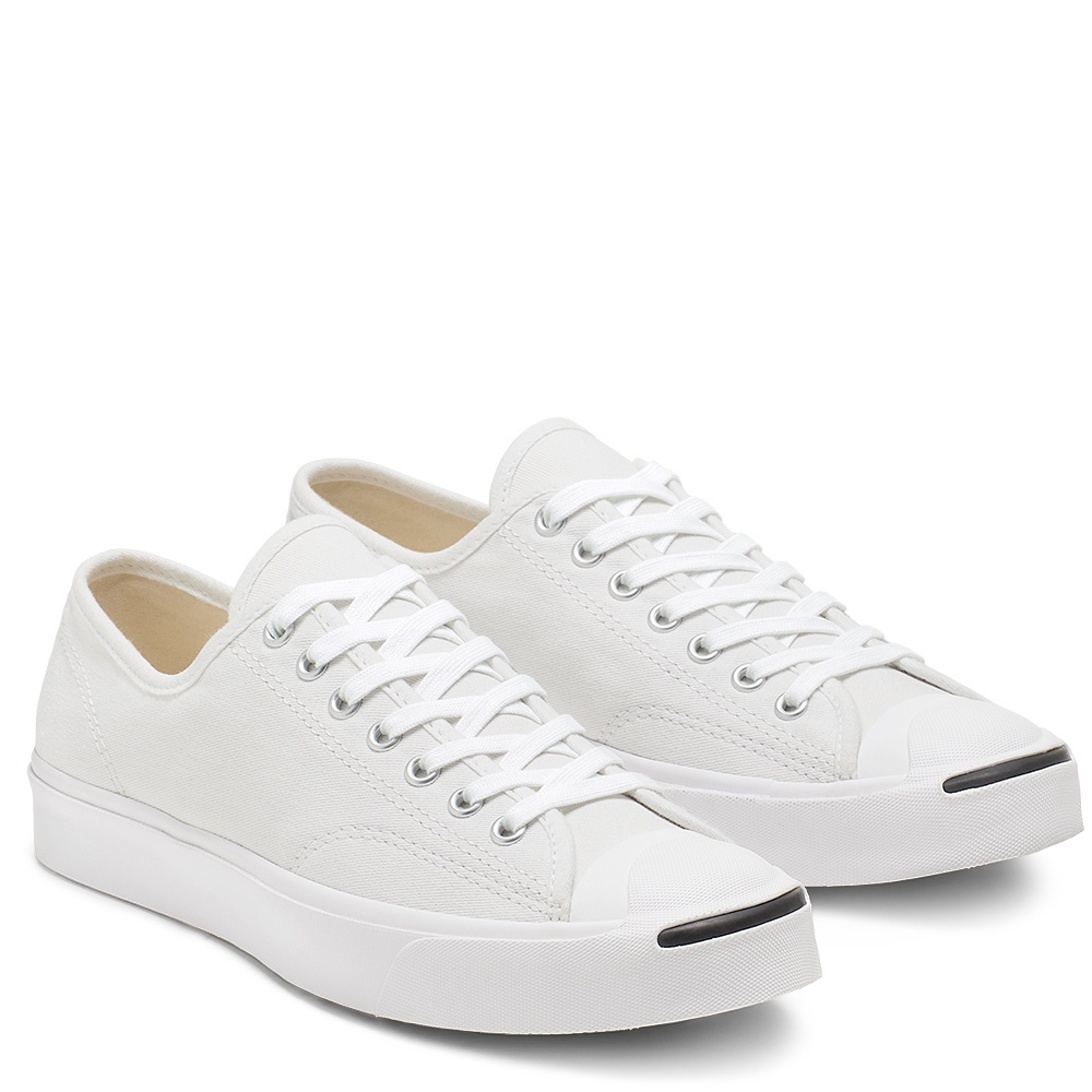 รองเท้าผ้าใบ Converse Jack Purcell สีขาว แท้ 100% ผลิตจากผ้าแคนวาสเนื้อนุ่ม สวมใส่สบาย ดีไซน์คลาสสิก เหมาะสำหรับใส่ลำลอง