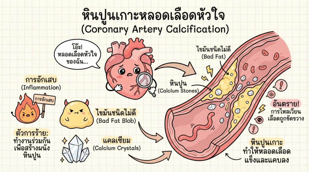 หินปูนเกาะหลอดเลือดหัวใจ: ภัยเงียบเสี่ยงหัวใจวาย สาเหตุและวิธีสลาย